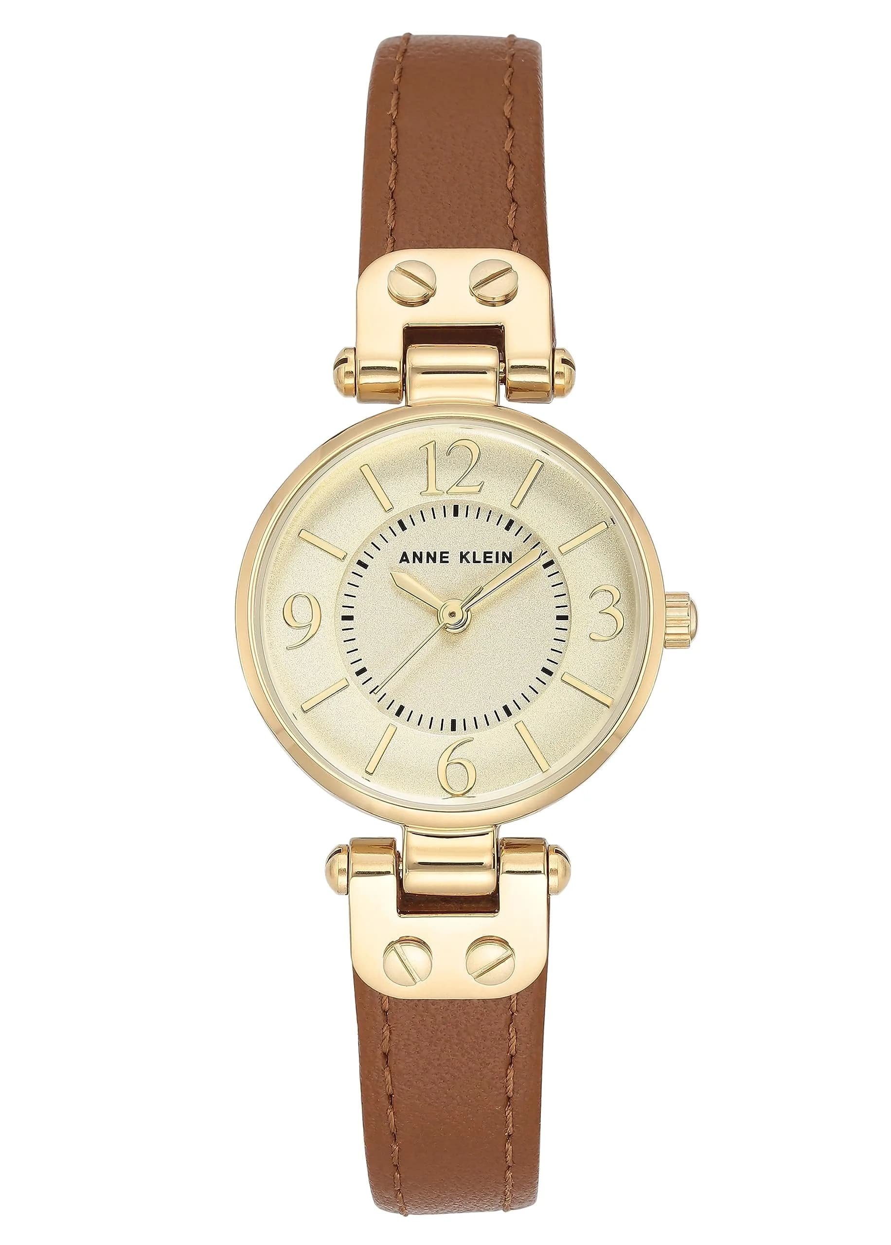 Anne Klein Women's 26mm Quartz Watch with Champagne Dial and Brown Leather Strap | Classic Dress Watch - main product image