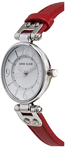 Anne Klein Women's 26mm Silver-Tone White Dial Red Leather Strap Watch | Japanese Quartz Movement thumbnail 2