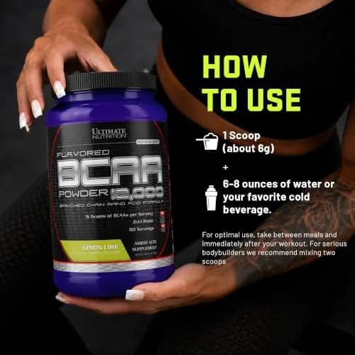 Ultimate Nutrition BCAA Powder 12000 Lemon Lime | 6g Amino Acids for Muscle Recovery & Endurance thumbnail 5