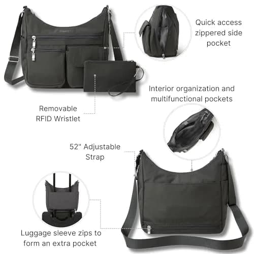 Baggallini Everywhere Bagg Hobo Crossbody Bag for Women 25cm (11") x 23cm (9") x 13cm (5") | Water-Resistant Travel Bag with RFID Wristlet thumbnail 4