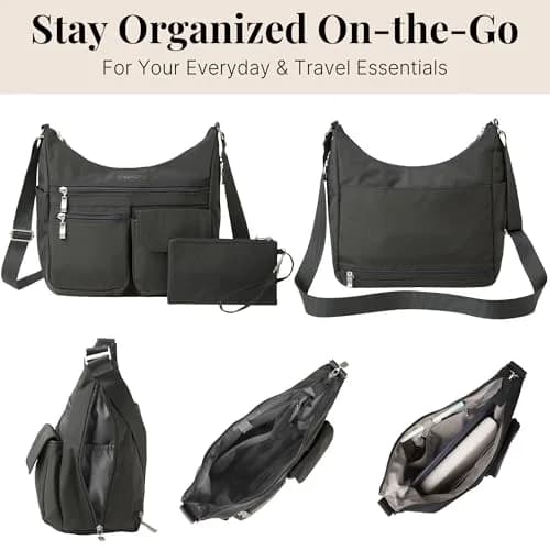 Baggallini Everywhere Bagg Hobo Crossbody Bag for Women 25cm (11") x 23cm (9") x 13cm (5") | Water-Resistant Travel Bag with RFID Wristlet thumbnail 6