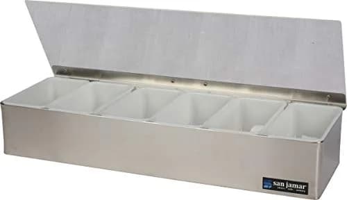 San Jamar Stainless Steel Garnish Tray with Hinged Lid, 4.4 L (18.5 X 6.5 X 4 Inches) | Professional Bar & Restaurant Serveware thumbnail 5