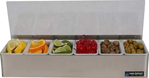 San Jamar Stainless Steel Garnish Tray with Hinged Lid, 4.4 L (18.5 X 6.5 X 4 Inches) | Professional Bar & Restaurant Serveware thumbnail 6