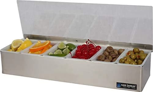 San Jamar Stainless Steel Garnish Tray with Hinged Lid, 4.4 L (18.5 X 6.5 X 4 Inches) | Professional Bar & Restaurant Serveware thumbnail 7