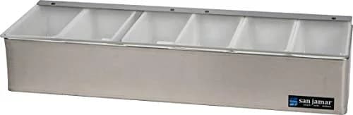 San Jamar Stainless Steel Garnish Tray with Hinged Lid, 4.4 L (18.5 X 6.5 X 4 Inches) | Professional Bar & Restaurant Serveware thumbnail 2