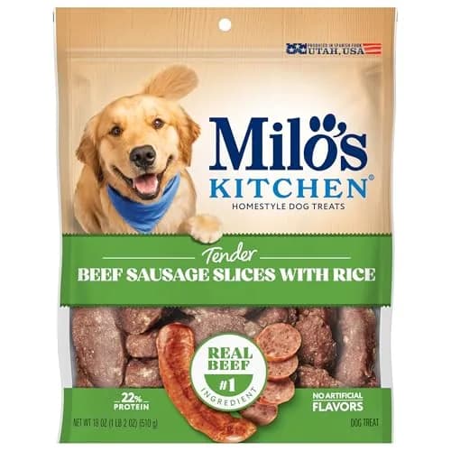 Milo's Kitchen Beef Sausage Slices with Rice Dog Treats 18 Oz | Tender, Real Beef, No Fillers thumbnail 5