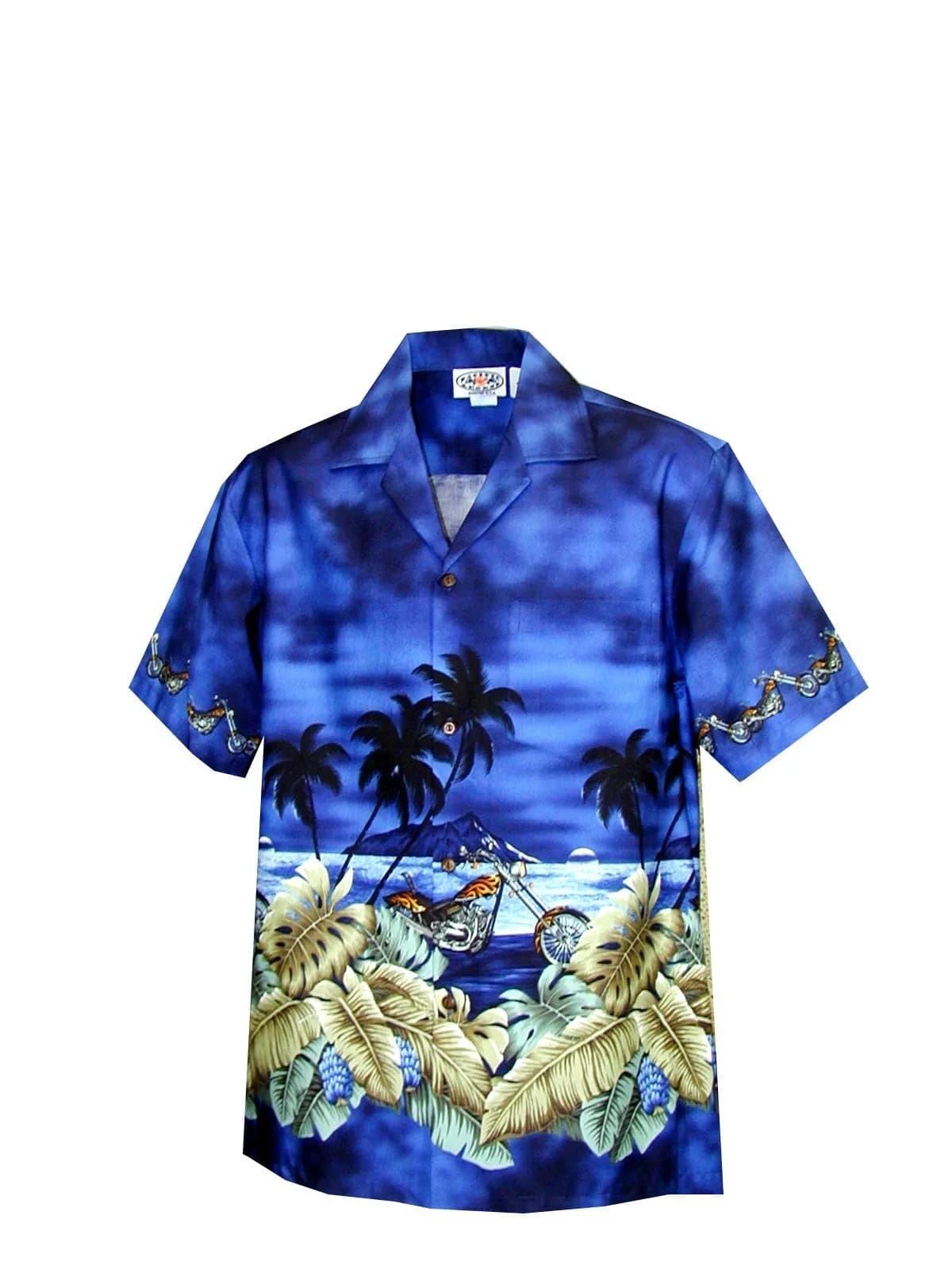 Pacific Legend Men's Motorcycle Hawaiian Sunset Hawaiian Shirt Navy Blue Large | Comfortable Fit