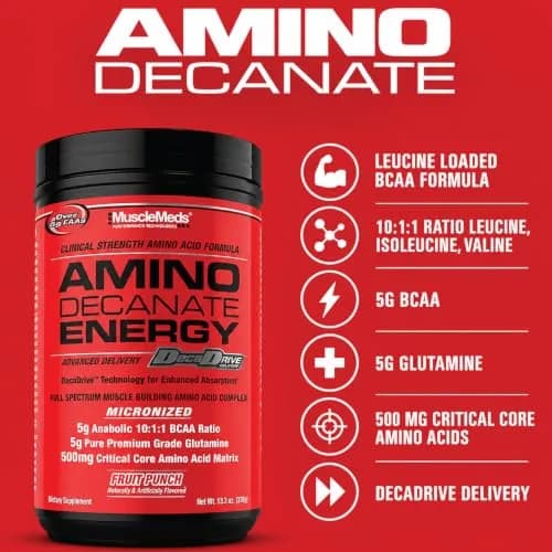 MuscleMeds Amino Decanate Watermelon 13.3 Oz | Full Spectrum Muscle Building Amino Acid Complex thumbnail 6