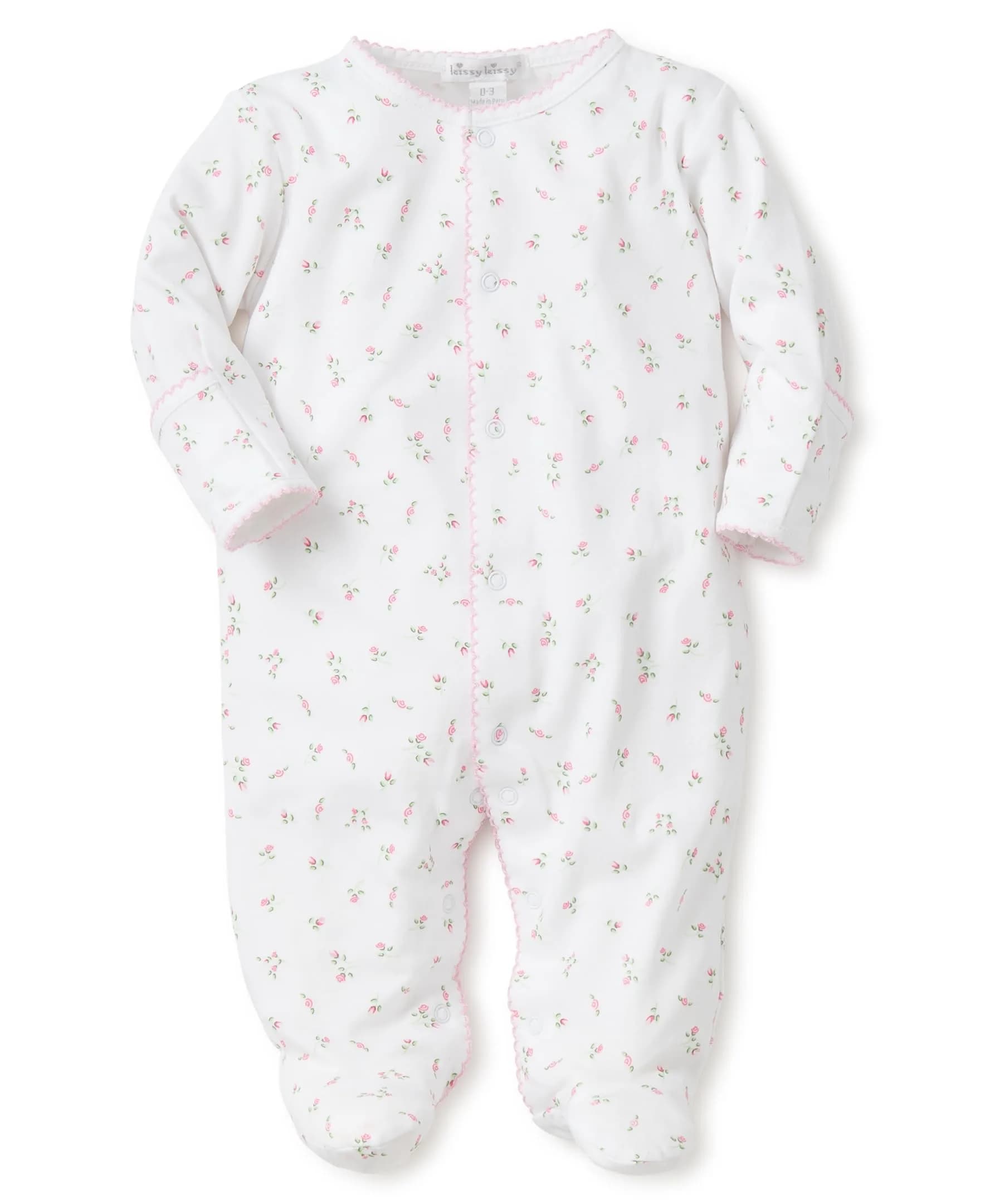 kissy kissy Baby Girls Garden Roses Print Snap Front Footie Pajamas, Pink, 9 Months | Soft Pima Cotton for Delicate Skin