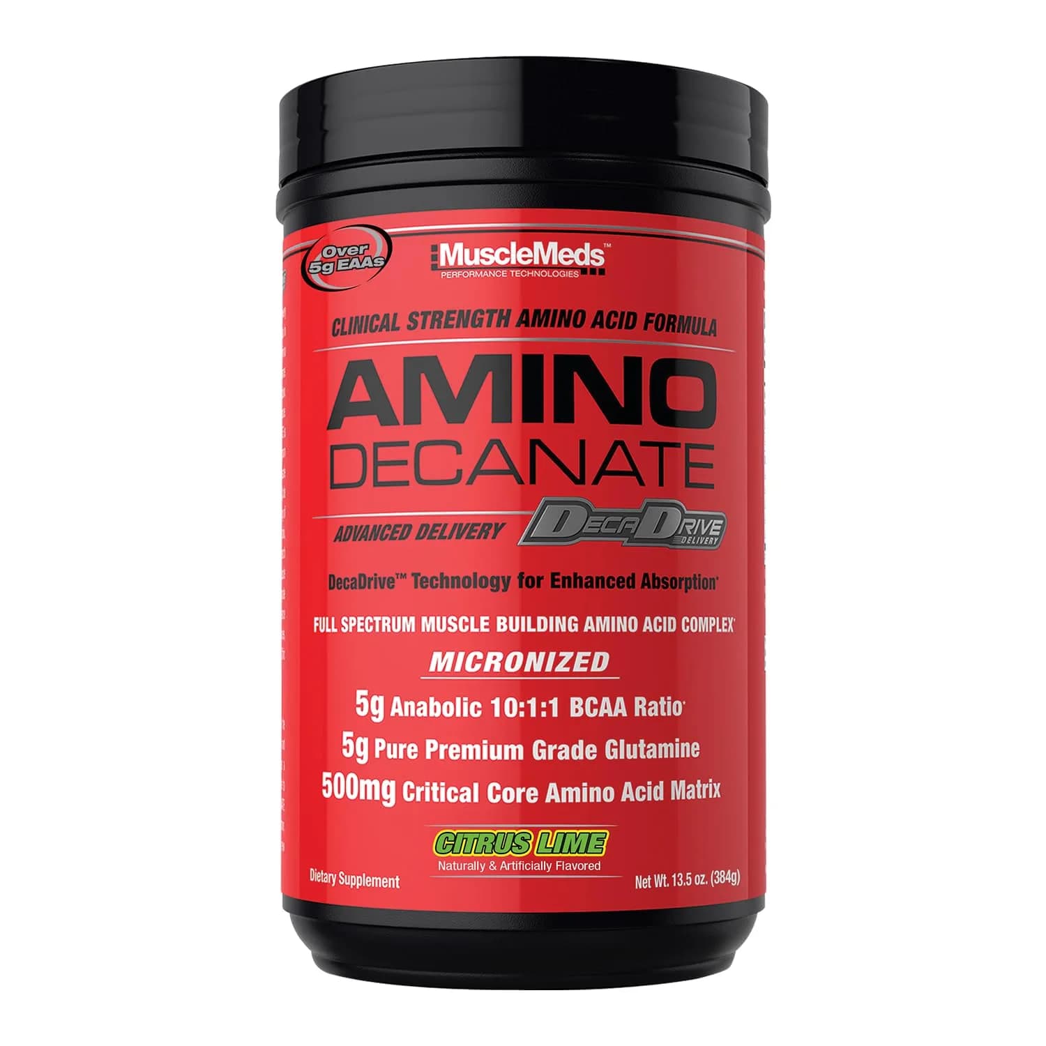 MuscleMeds Amino Decanate Watermelon 13.3 Oz | Full Spectrum Muscle Building Amino Acid Complex — Citrus Lime