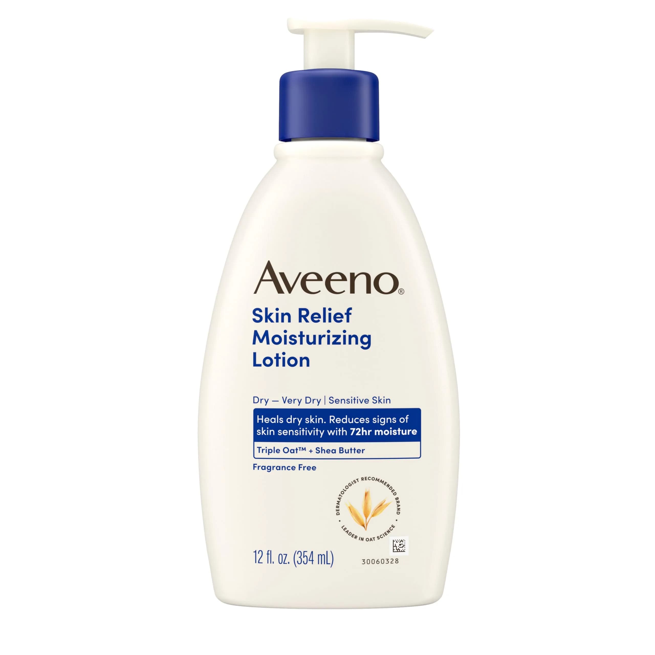 Aveeno Skin Relief Moisturizing Body Lotion, Fragrance-Free, 12 fl oz (Single Bottle) - main product image