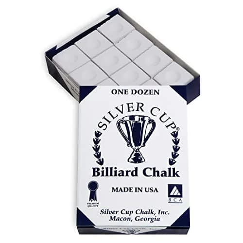 Sterling Gaming Silver Cup Chalk White 12-Piece Box | Premium Billiard Chalk for Accurate Shots thumbnail 1