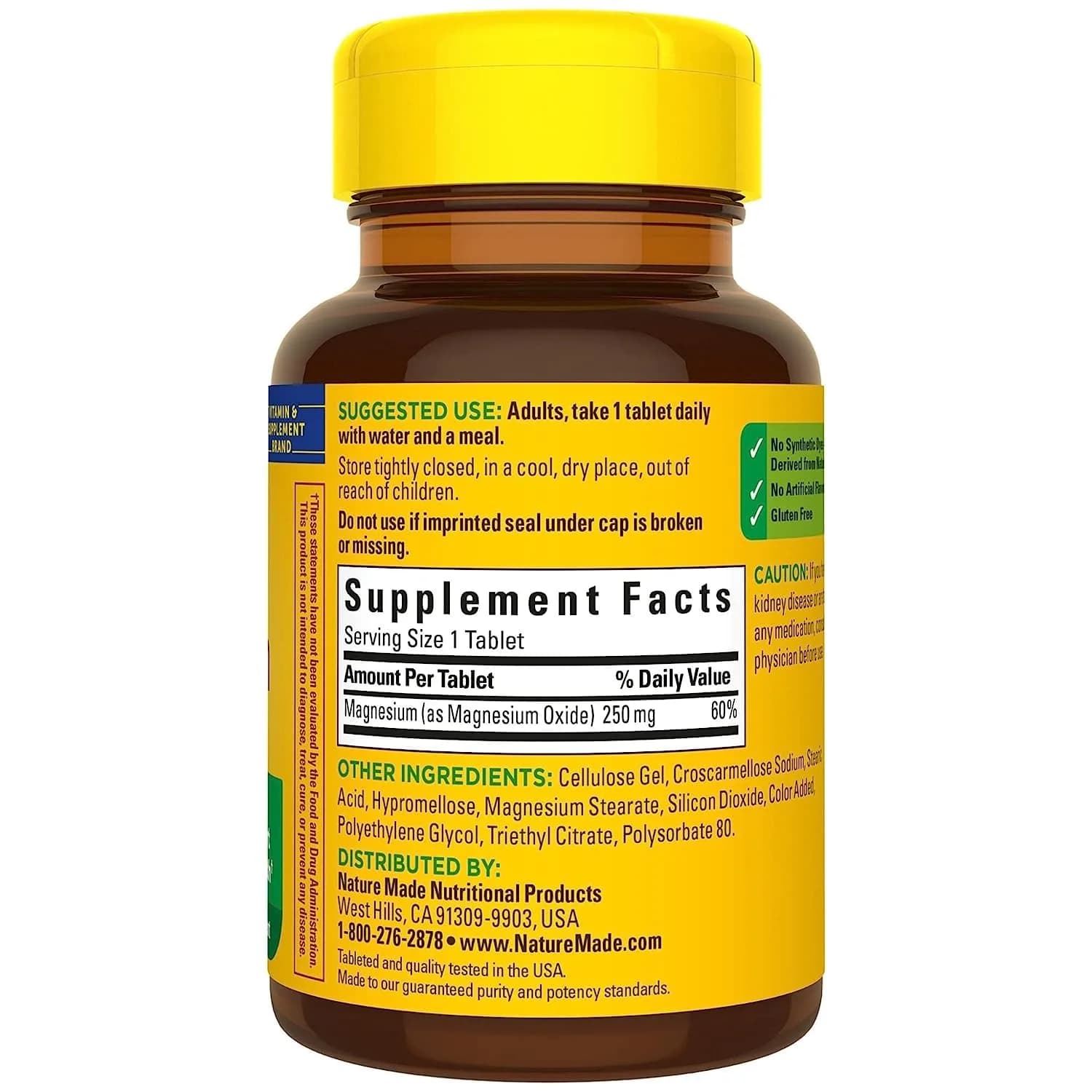 Nature Made Magnesium 250 mg Tablets 100 Count | Supports Nerve & Muscle Function - view 2