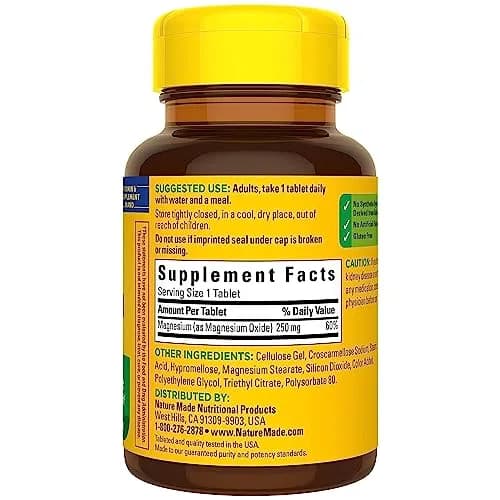 Nature Made Magnesium 250 mg Tablets 100 Count | Supports Nerve & Muscle Function thumbnail 2