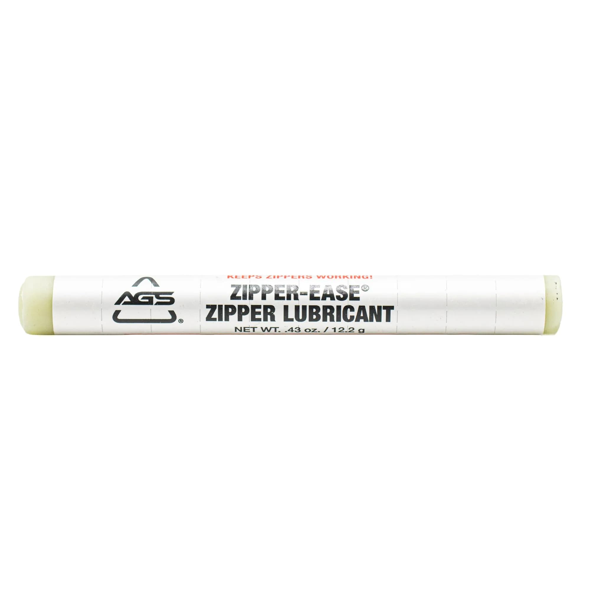 AGS Zipper-Ease Lubricant Stick 10.5g (0.37 oz) | Fix Stuck Zippers Instantly on Metal, Plastic & Nylon — Clear