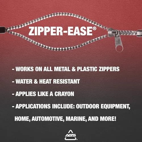AGS Zipper-Ease Lubricant Stick 10.5g (0.37 oz) | Fix Stuck Zippers Instantly on Metal, Plastic & Nylon thumbnail 3