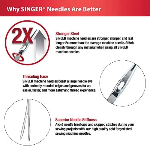 SINGER Titanium Universal Sewing Machine Needles Combo Pack, 8-Count (80/12, 90/14, 100/16) | Durable Needles for Knit & Woven Fabrics thumbnail 5