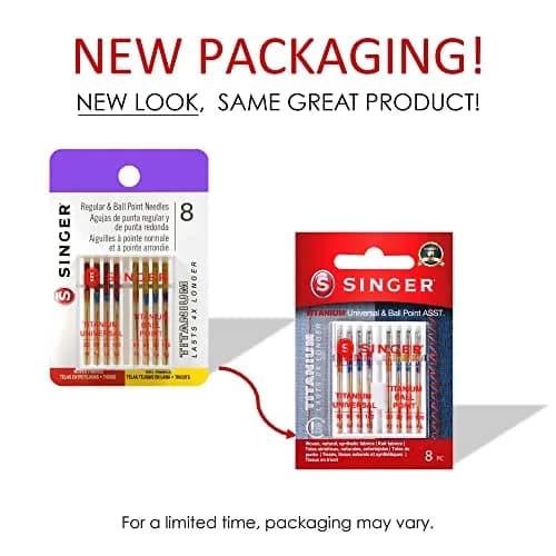 SINGER Titanium Universal Sewing Machine Needles Combo Pack, 8-Count (80/12, 90/14, 100/16) | Durable Needles for Knit & Woven Fabrics thumbnail 7
