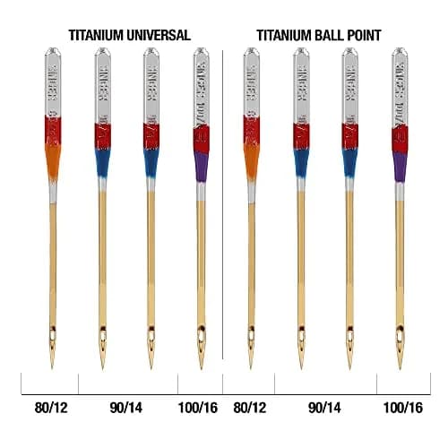 SINGER Titanium Universal Sewing Machine Needles Combo Pack, 8-Count (80/12, 90/14, 100/16) | Durable Needles for Knit & Woven Fabrics thumbnail 2