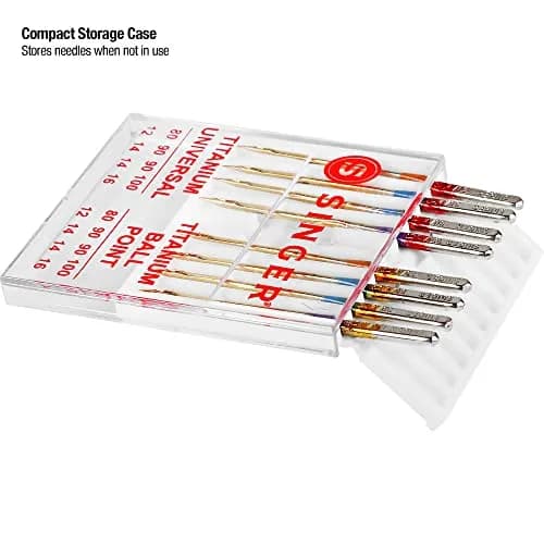 SINGER Titanium Universal Sewing Machine Needles Combo Pack, 8-Count (80/12, 90/14, 100/16) | Durable Needles for Knit & Woven Fabrics thumbnail 3
