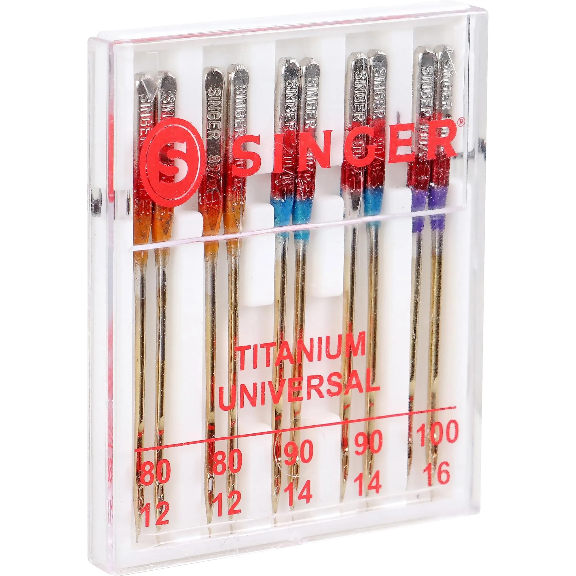 SINGER Titanium Universal Regular Point Machine Needles 80/11, 90/14, 100/16 (10-Count) | Durable Needles for Woven Fabrics - view 6