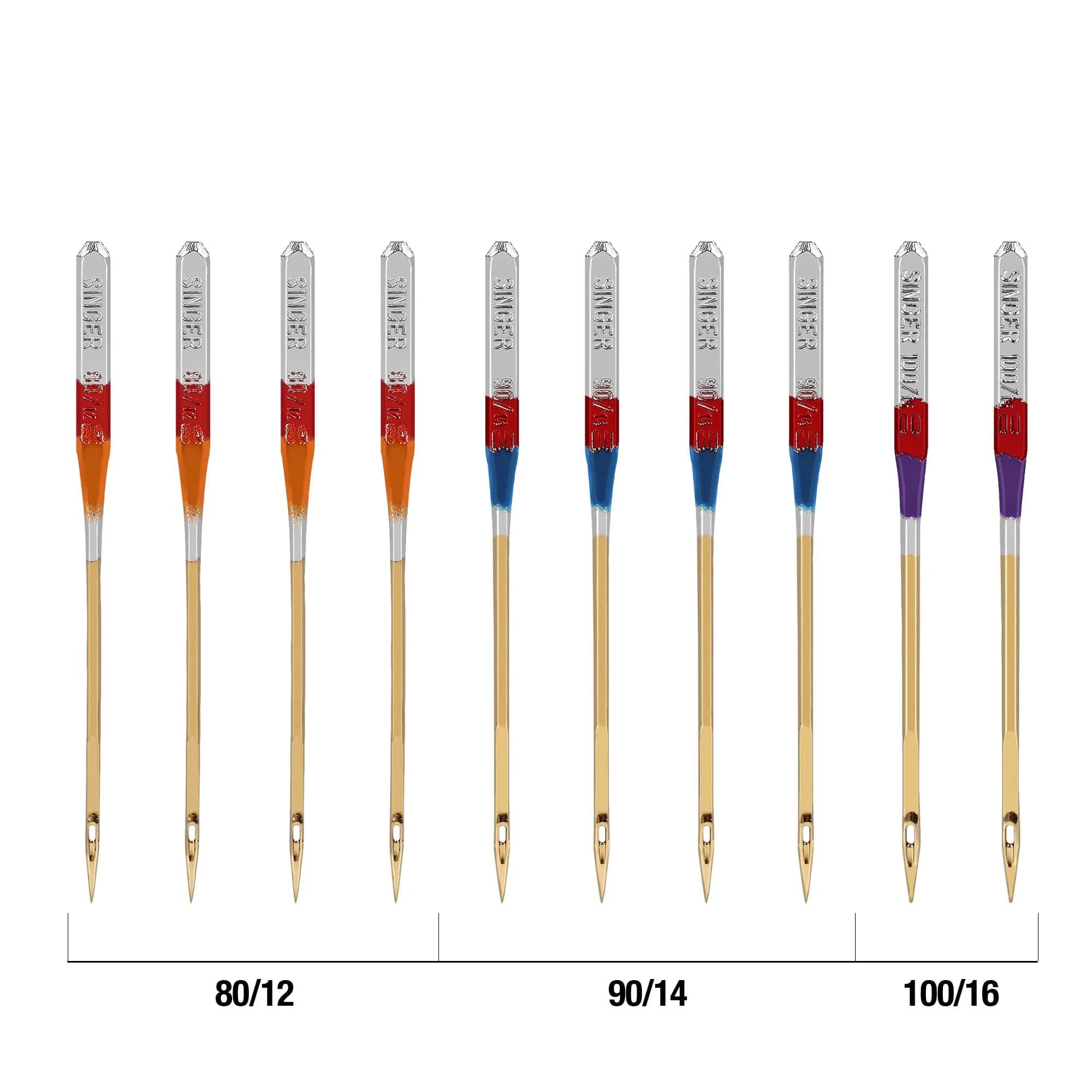 SINGER Titanium Universal Regular Point Machine Needles 80/11, 90/14, 100/16 (10-Count) | Durable Needles for Woven Fabrics - view 2
