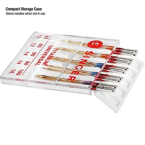 SINGER Titanium Universal Regular Point Machine Needles 80/11, 90/14, 100/16 (10-Count) | Durable Needles for Woven Fabrics thumbnail 3