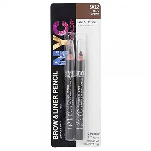NYC Brow and Liner Pencil Set, Dark Brown | Smudge Proof, Unisex, Matte Finish thumbnail 1