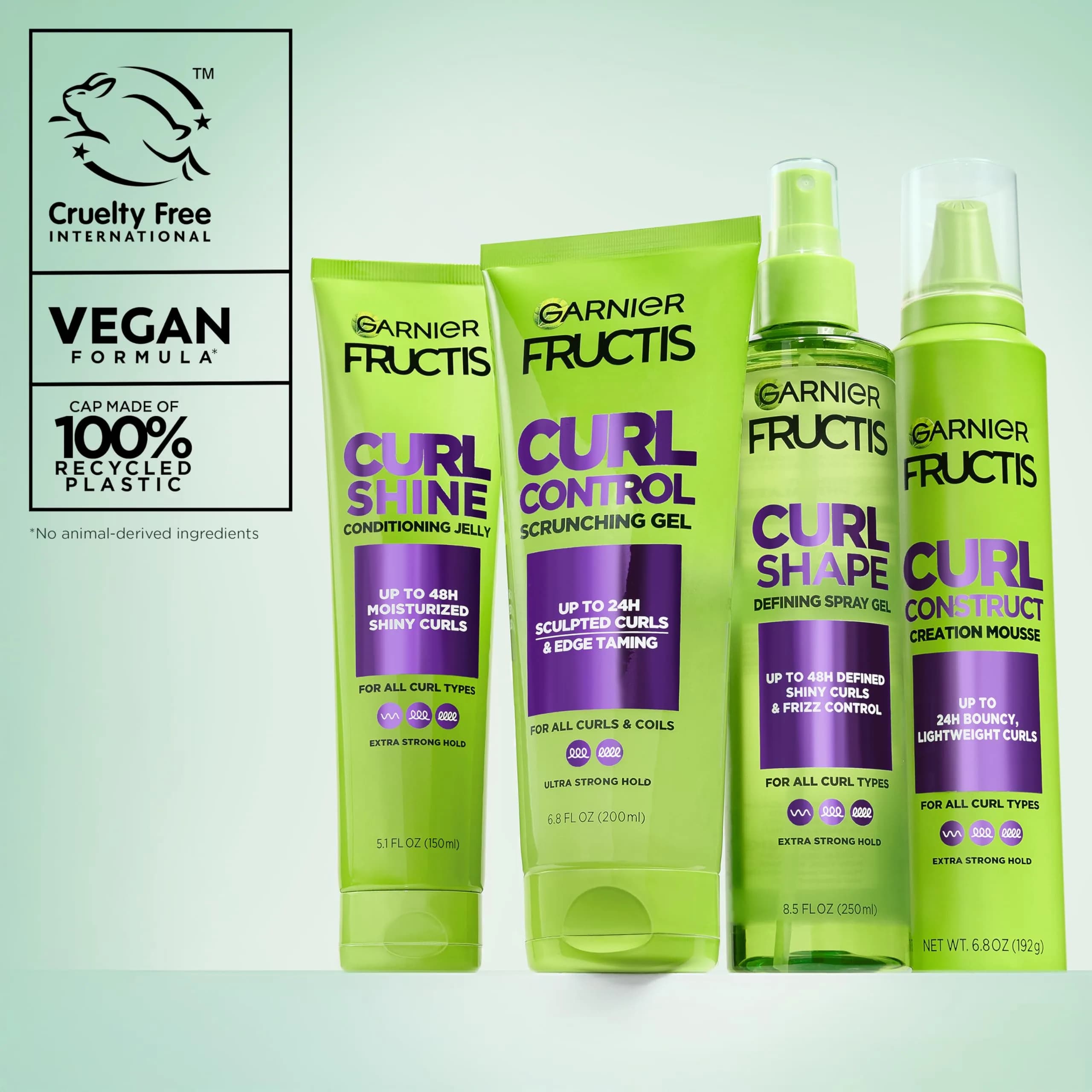 Garnier Fructis Curl Shine Conditioning Hair Gel, Frizz Control for Curly, Wavy, and Coily Hair, Extra Strong Hold for Up to 48 HRs of Bouncy, Moisturized Curls, 145ml (5.1 Fl Oz) - view 9