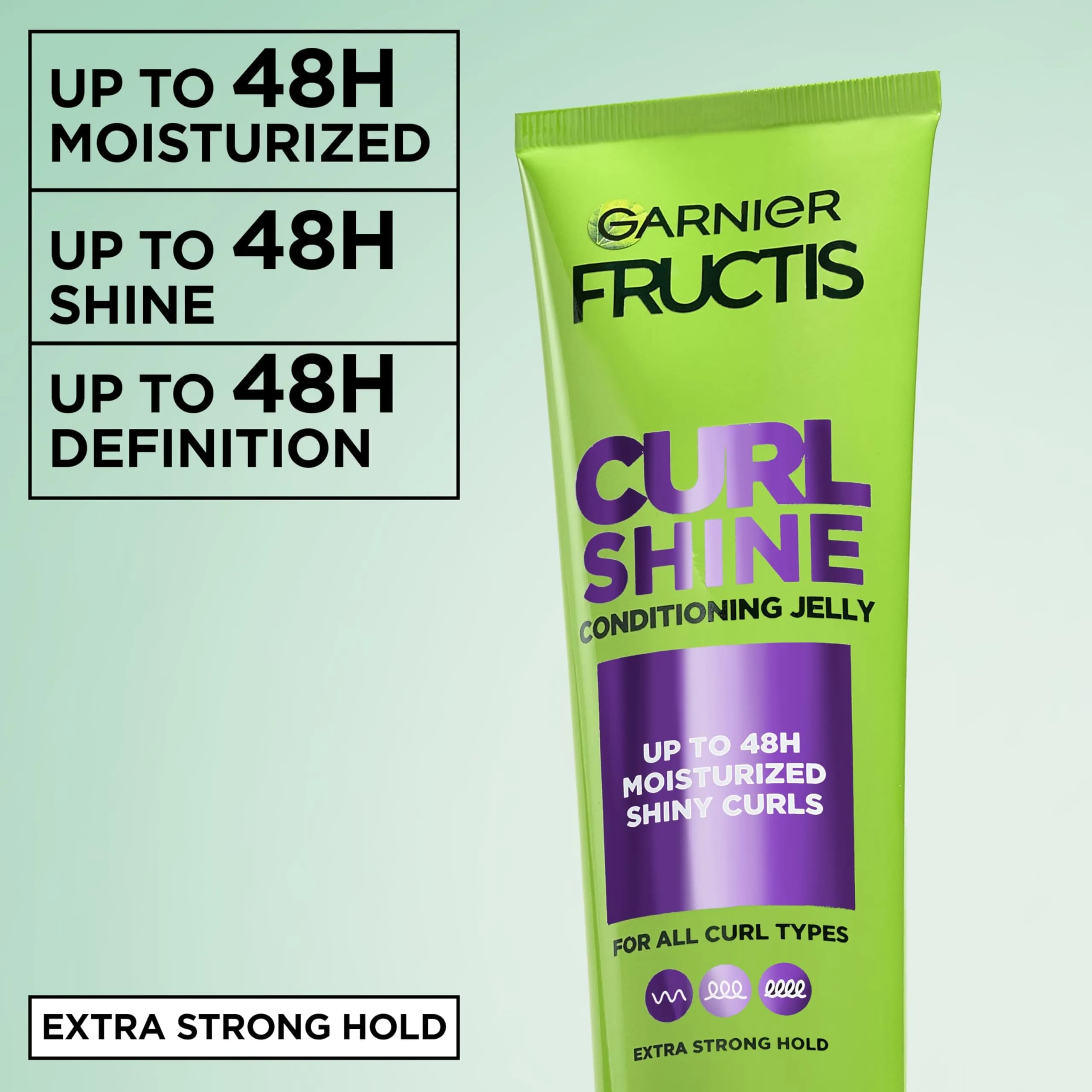Garnier Fructis Curl Shine Conditioning Hair Gel, Frizz Control for Curly, Wavy, and Coily Hair, Extra Strong Hold for Up to 48 HRs of Bouncy, Moisturized Curls, 145ml (5.1 Fl Oz) - view 2