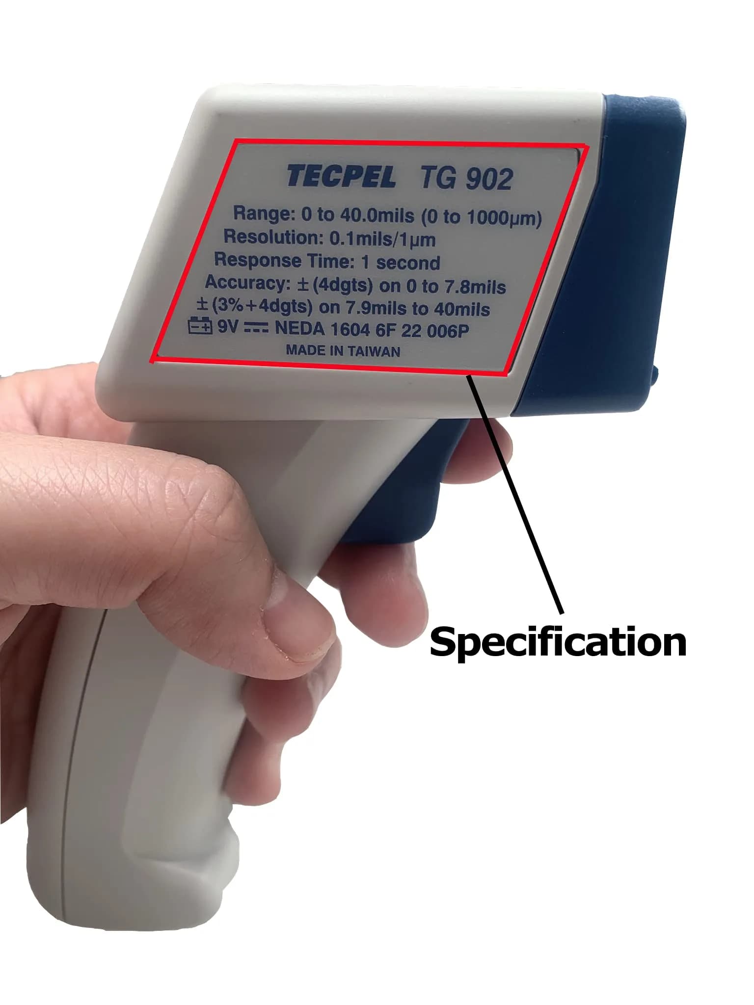 Tecpel TG-902 Digital Paint Thickness Gauge Tester 1000 μm (40 Mils) | Measures Paint on Metal Surfaces - view 3