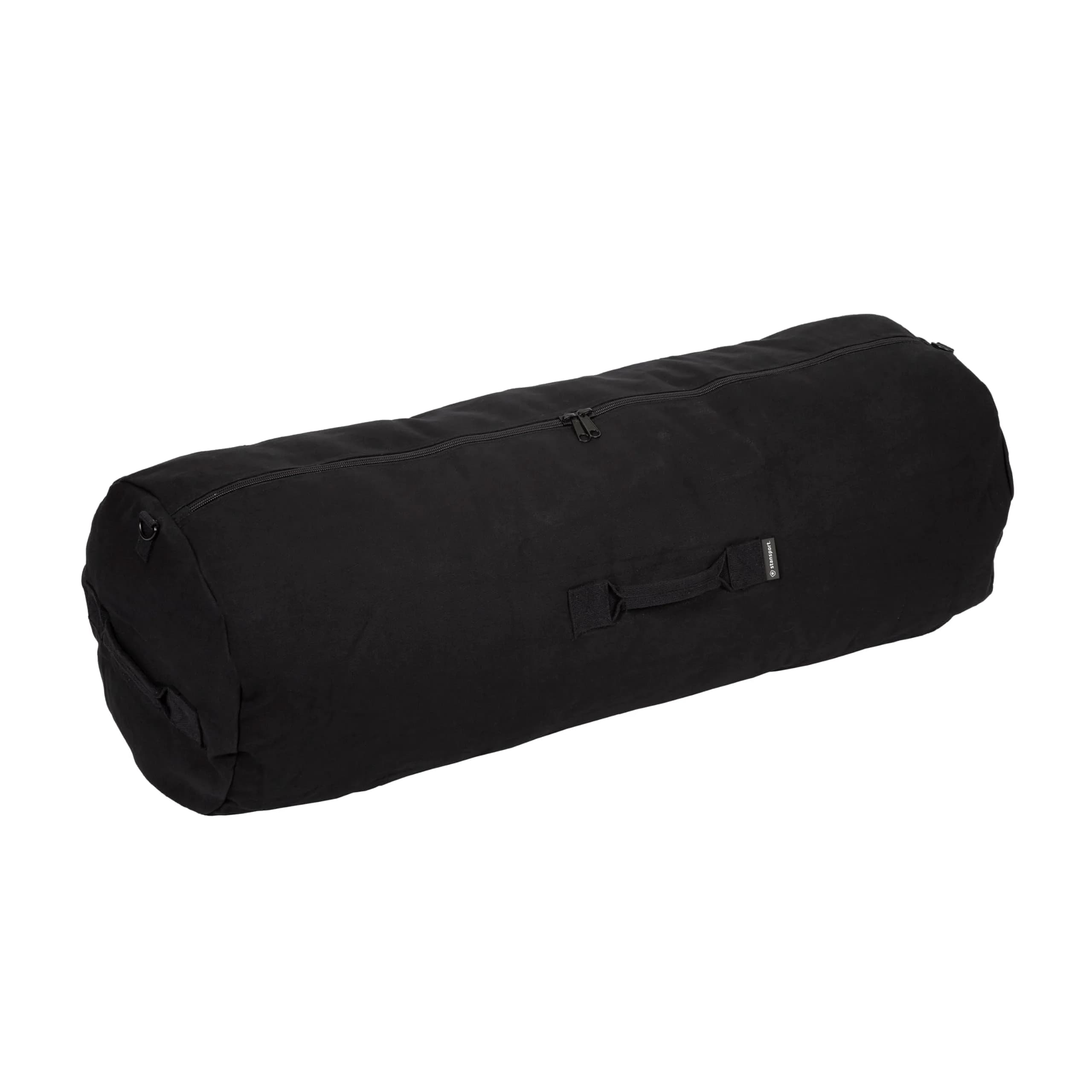 Stansport Zippered Canvas Deluxe Duffel Bag - Black (1230-20) 21" x 36" | Heavy Duty Travel Gear