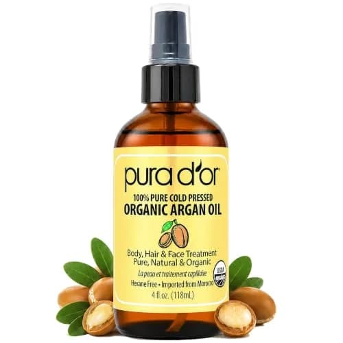 PURA D'OR USDA Organic Moroccan Argan Oil 118ml (4 Fl Oz) | Cold-Pressed Virgin Grade Treatment for Hair, Skin, Scalp & Nails — Moroccan Argan Oil