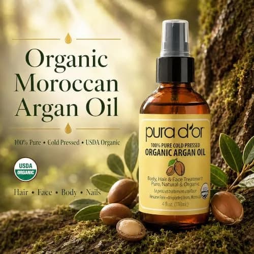 PURA D'OR USDA Organic Moroccan Argan Oil 118ml (4 Fl Oz) | Cold-Pressed Virgin Grade Treatment for Hair, Skin, Scalp & Nails thumbnail 2