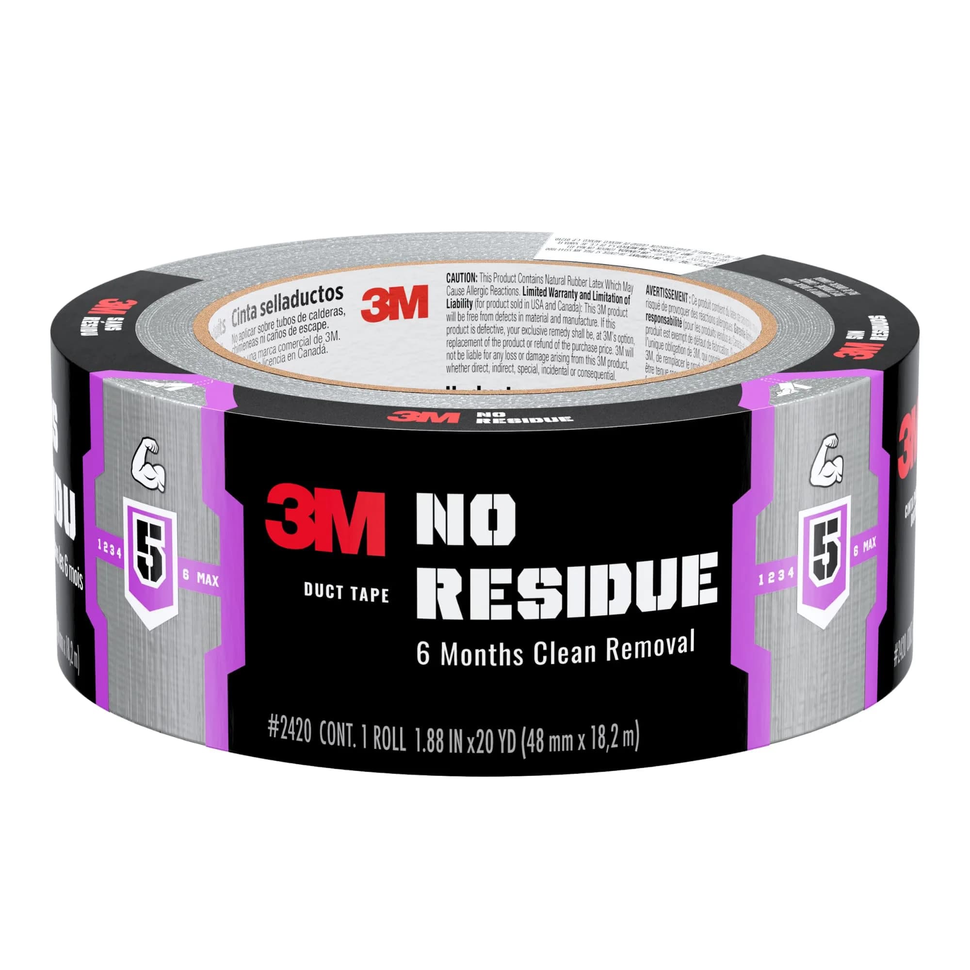 3M No Residue Duct Tape 1.88 in x 20 yd | Waterproof, Removable, Heavy Duty - main product image