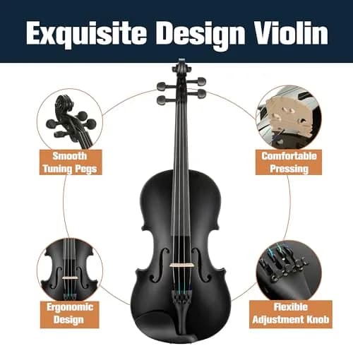 Mendini by Cecilio Violin 4/4 Full Size Kit | Hand Carved Acoustic Solid Wood for Beginners thumbnail 4