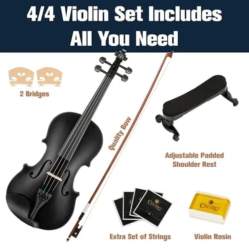 Mendini by Cecilio Violin 4/4 Full Size Kit | Hand Carved Acoustic Solid Wood for Beginners thumbnail 5