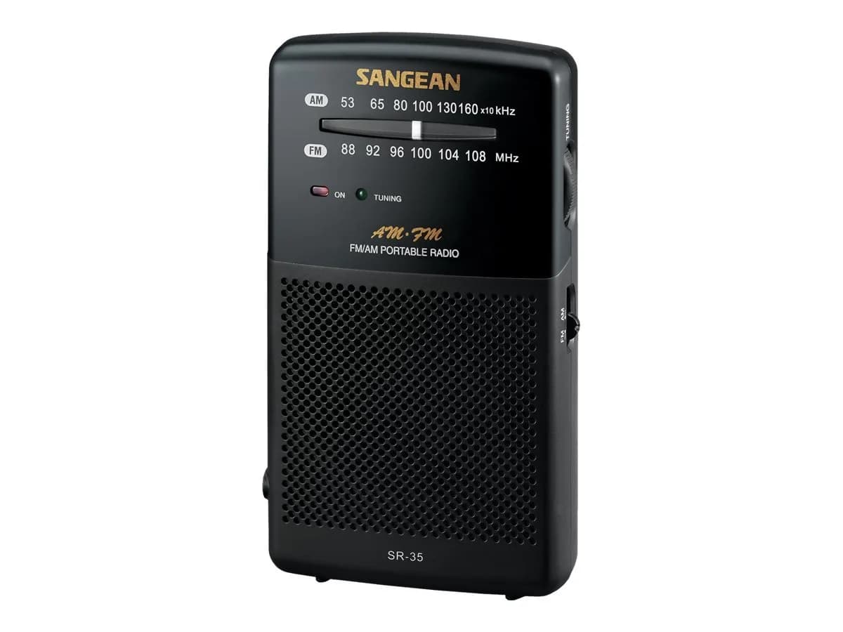 Sangean SR-35 AM/FM Analog Pocket Radio with Built-in Speaker, Black | DSP Tuner & Rotary Dial - main product image