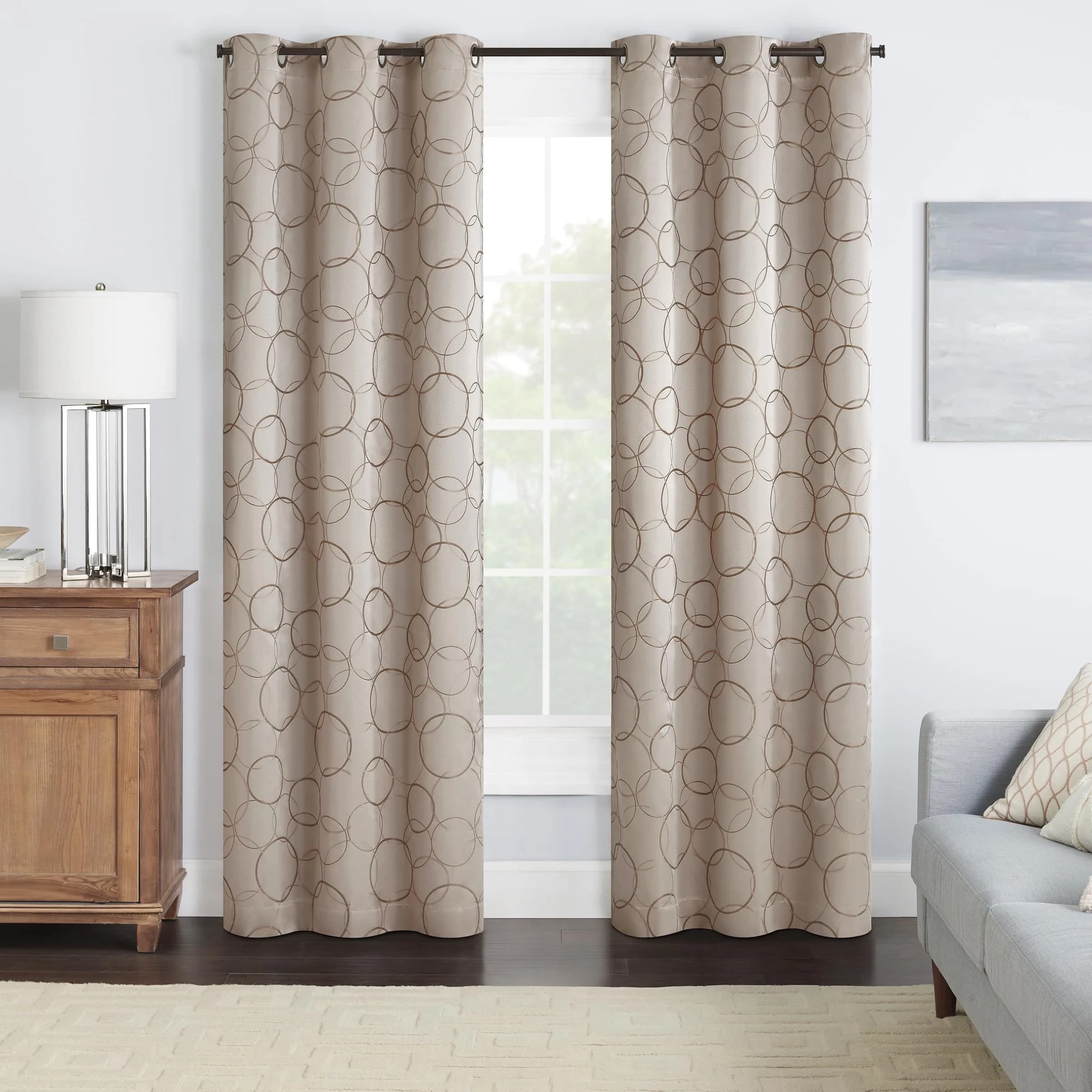 ECLIPSE Meridian Blackout Thermal Grommet Window Curtain 42 in x 84 in Linen | Modern Noise & Light Blocker