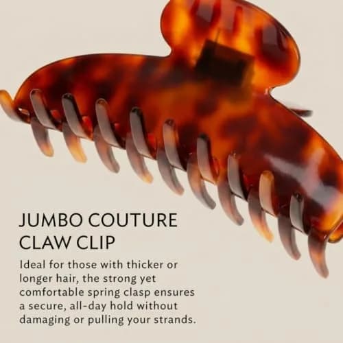 France Luxe Jumbo Couture Claw Clip for Women, Tortoise | Strong Spring-Loaded Grip for Thick Hair thumbnail 4