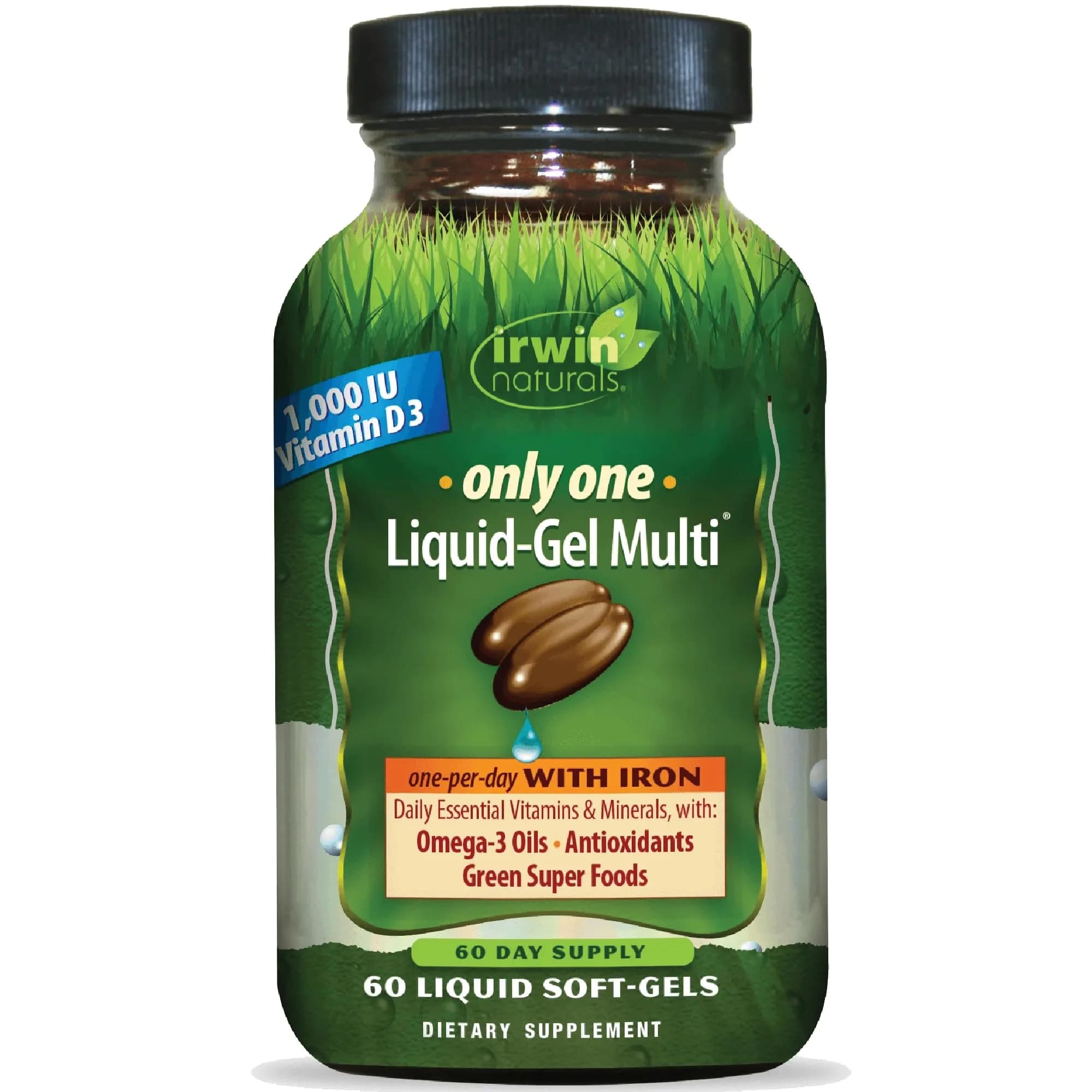 Irwin Naturals Only One Daily Multivitamin with Iron | 60 Softgels for Complete Daily Nutrition Support — No Color