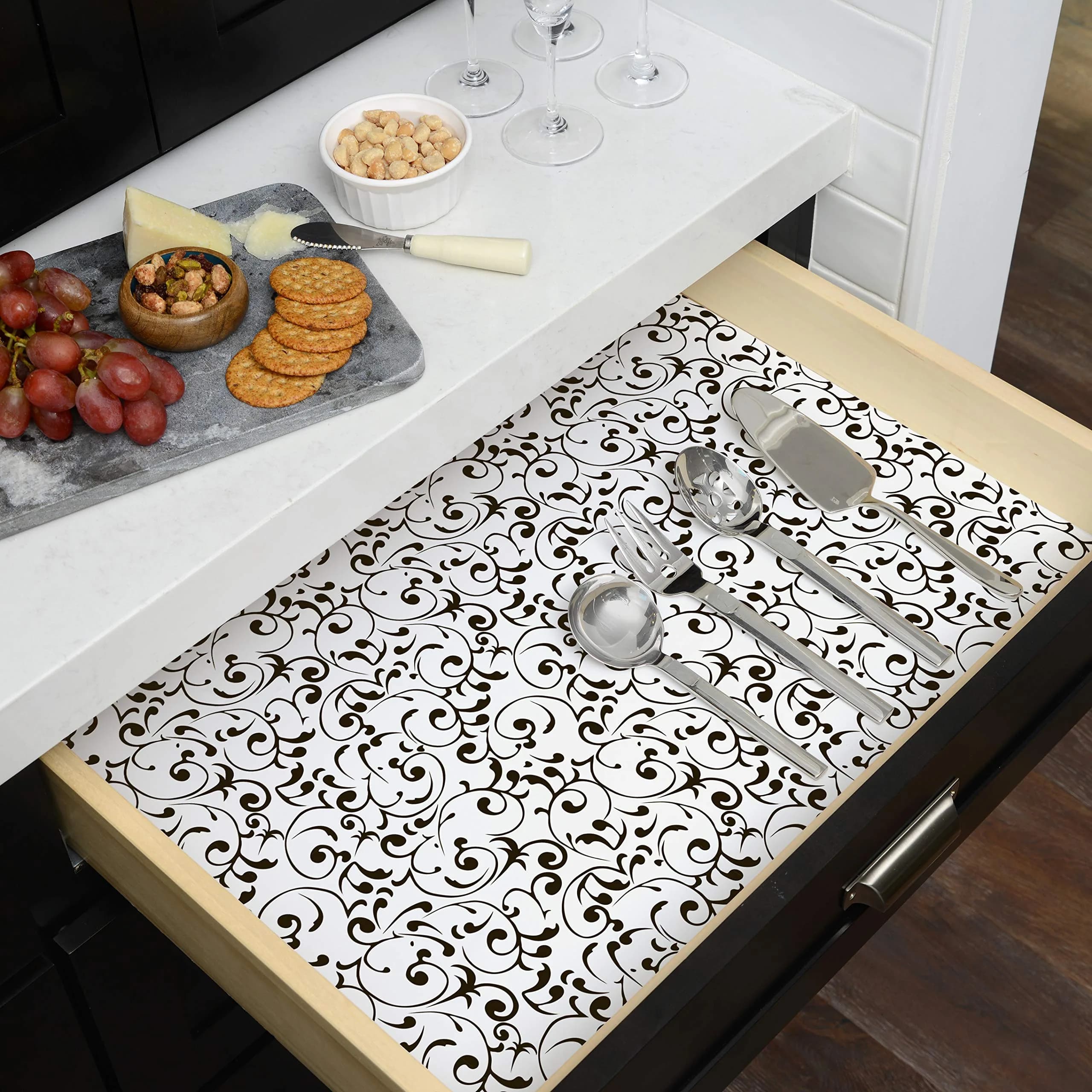 Con-Tact Brand Creative Covering Virtu Black Shelf Liner 28 cm (11 in) | Durable Vinyl Drawer Liner - view 5