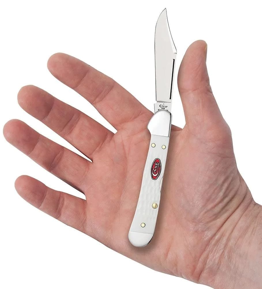 Case Mini Copperlock Pocket Knife 2.7" Chestnut Smooth Bone | Classic Lockback Design — White with Red