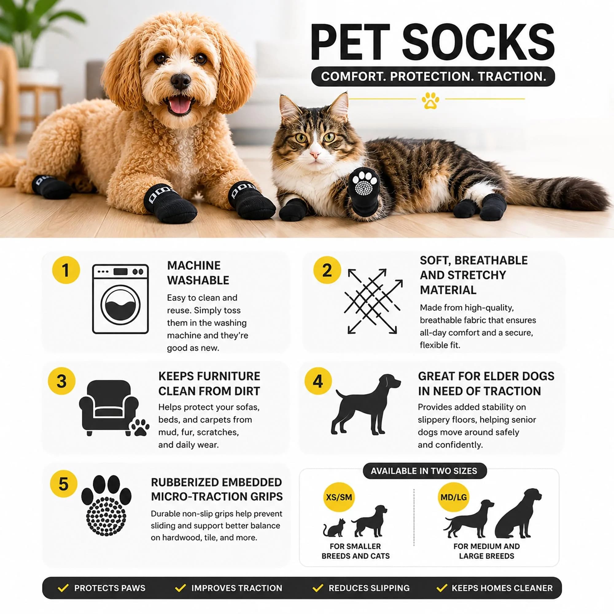 Pet Life Anti-Slippage Breathable Dog Socks Paw Protectors with Rubberized Micro Grips, Small, Set of 4 - view 3