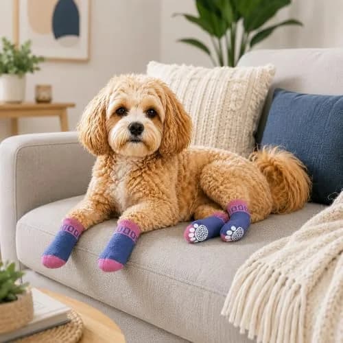 Pet Life Anti-Slippage Breathable Dog Socks with Rubberized Micro Grips, Large (Set of 4) | Premium Traction for Indoor Use thumbnail 5