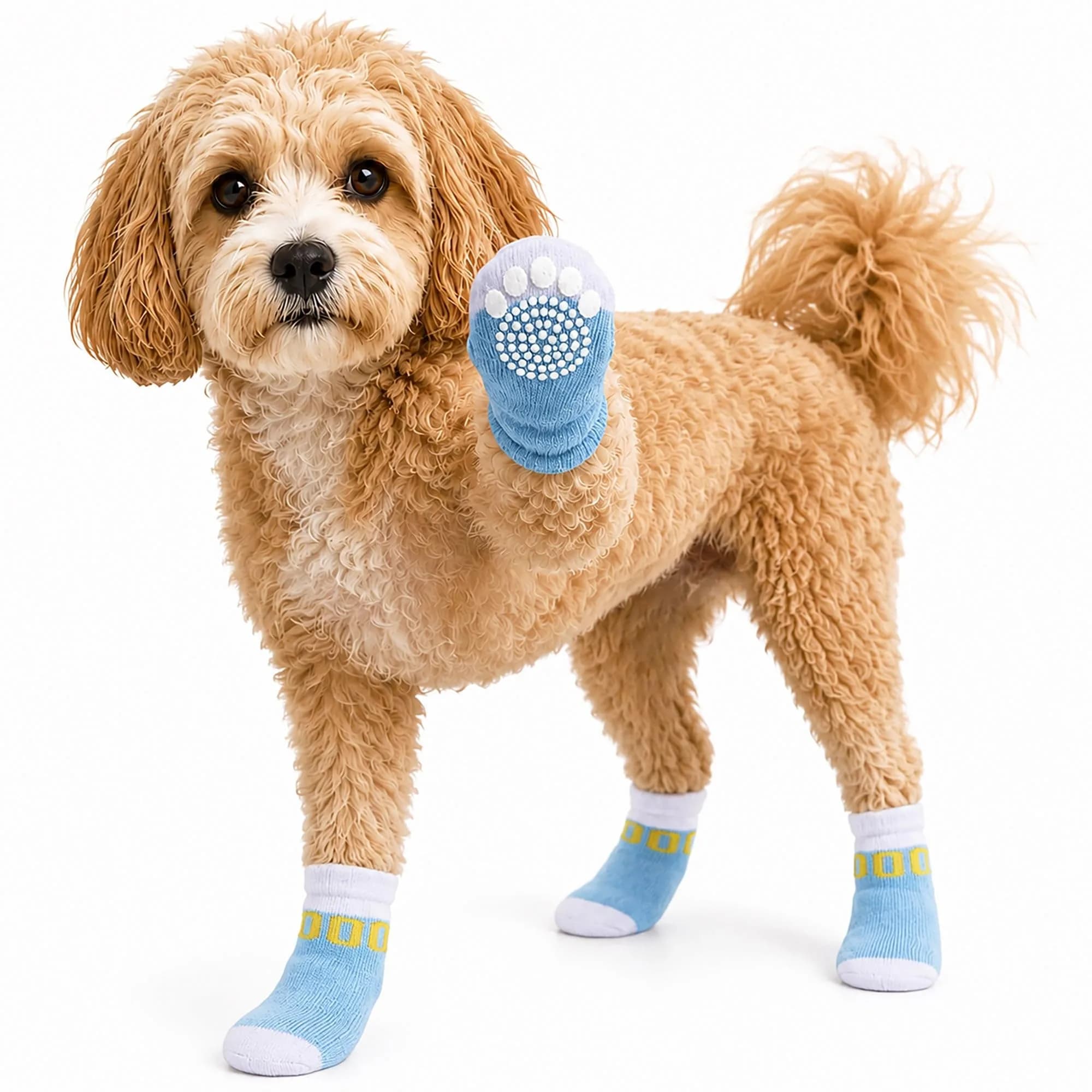 Pet Life Anti-Slippage Breathable Dog Socks Paw Protectors with Rubberized Micro Grips, Set of 4 Large (Blue/White) - view 4