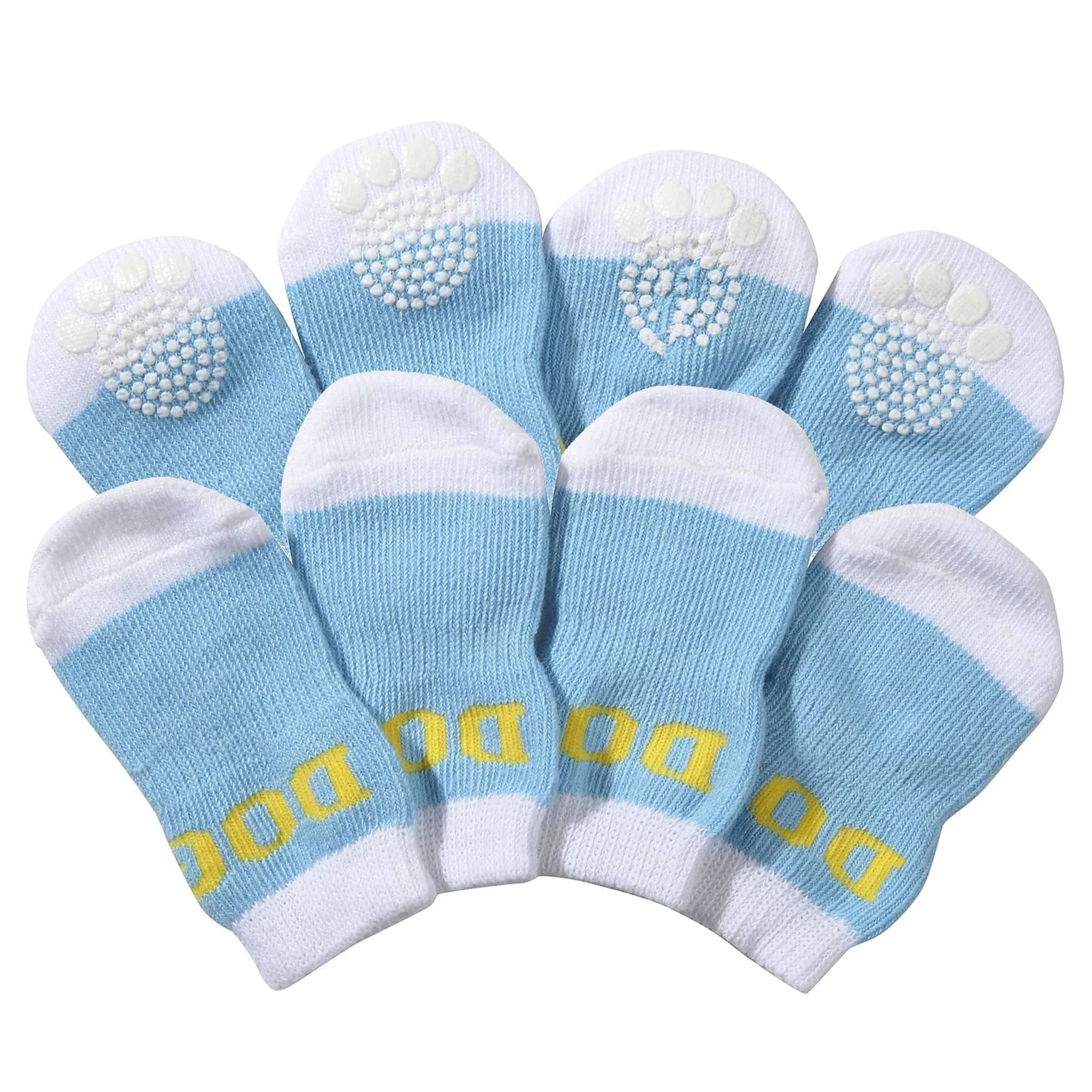 Pet Life Anti-Slippage Breathable Dog Socks Paw Protectors with Rubberized Micro Grips, Set of 4 Large (Blue/White) - view 2