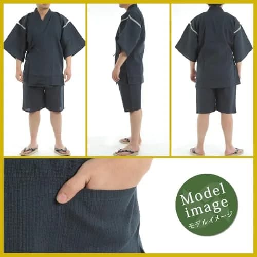 Edoten Men's Japan Kimono Jimbei 100% Cotton | Summer Kimono Style Lounge Wear thumbnail 5