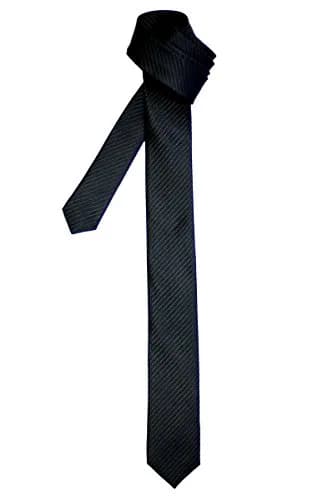 Retreez Skinny Tie with Stripe Textured - Black | 2 inch (5 cm) Width, 58 inch (148 cm) Length thumbnail 1