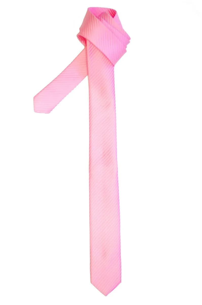 Retreez Skinny Tie with Stripe Textured - Pink | 2 inches (5 cm) Wide, 58 inches (148 cm) Long - main product image